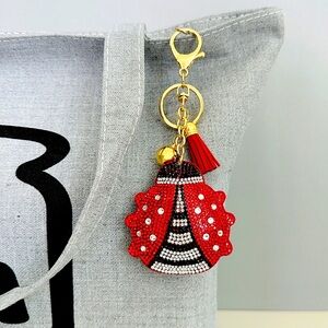 Crystal Ave Ladybug Crystal encrusted bag charm/keychain